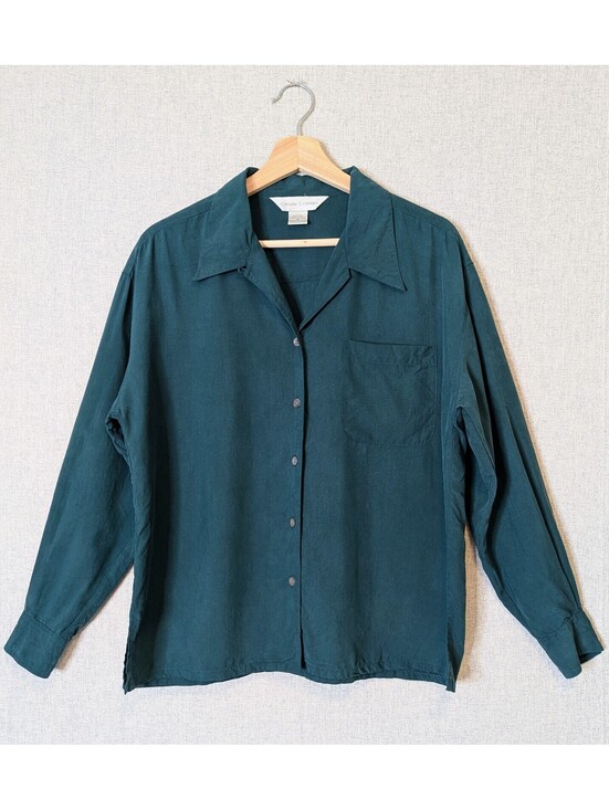 Casual Corner Tops - Vintage 90s matte silk button up blouse